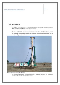 Bored Cast-In-Situ Piles Method Statement | PDF | Deep Foundation | Soil