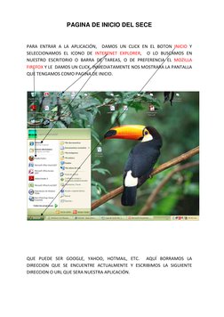 PAGINA DE INICIO DEL SECE 
 
PARA ENTRAR A LA APLICACIÓN,  DAMOS UN CLICK EN EL BOTON INICIO Y 
SELECCIONAMOS EL ICONO DE INT