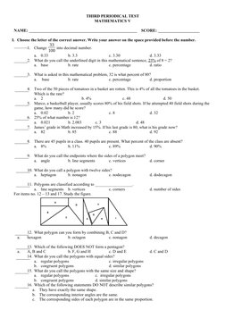 THIRD PERIODICAL TEST 
MATHEMATICS V
NAME: ____________________________________________________    SCORE: ___________________
