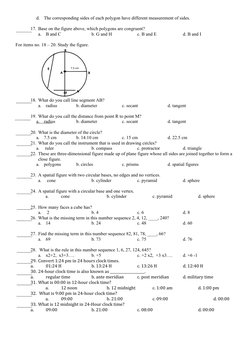 d.
The corresponding sides of each polygon have different measurement of sides.
17. Base on the figure above, which polygons