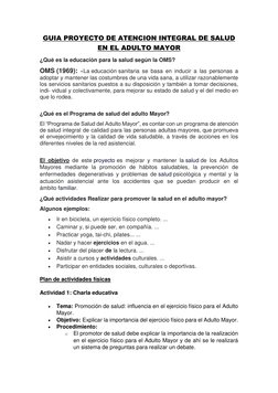 Proyecto de Atención Integral para Adultos Mayores | PDF | Vejez ...