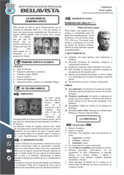 Literatura  
Tercer grado 
 
 
 
 
 
Este período de Oro se inicia históricamente con el 
combate de Salamina (480 a.
