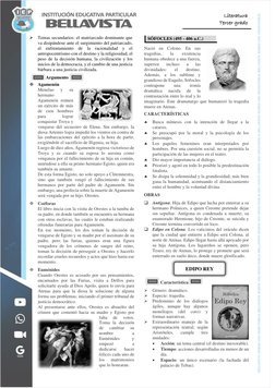 Literatura  
Tercer grado 
➢ Temas secundarios: el matriarcado dominante que 
va disipándose ante el surgimiento del