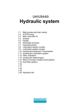 Hydraulic system
1.1
Main pumps and main valves
1.2
A10VO pump
1.3
Main valve M4-15
1.4
Crawler
1.5
F