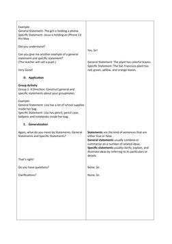 Grade 4 English Lesson Plan: General vs. Specific | PDF | Teachers | Drink