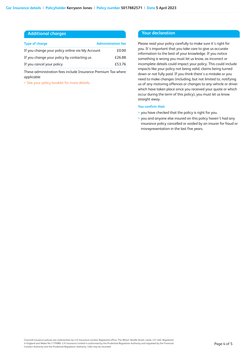 Car Insurance details  |   Policyholder Kerryann Jones  |   Policy number 5017882571  |   Date 5 April 2023
Churchill insuran