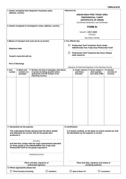ASEAN-India Form AI Certificate | PDF