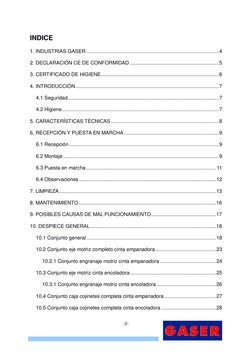 -2- 
INDICE 
1. INDUSTRIAS GASER ..........................................................................................