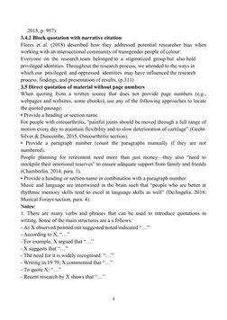 2015, p. 957)
3.4.2 Block quotation with narrative citation
Flores et al. (2018) described how they addressed potential