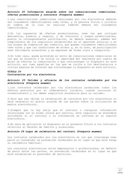 BLOQUE I 
TEMA 8 
 
 
97 
Artículo 20 Información exigida sobre las comunicaciones comerciales, 
ofertas promocionales y conc
