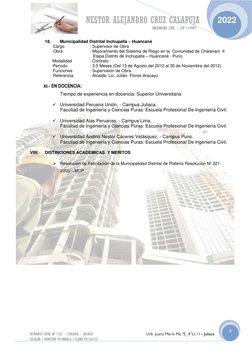 NESTOR ALEJANDRO CRUZ CALAPUJA  
                                                                       ING