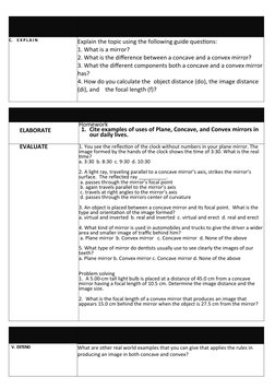 C.   E X P L A I N
Explain the topic using the following guide questions:
1. What is a mirror?
2. What is the difference betw