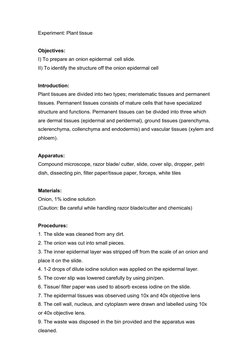 SB015 Experiment 2: Plant Tissues Lab Report | PDF | Tissue (Biology ...