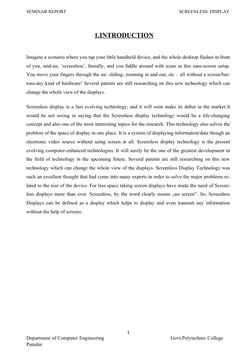 SEMINAR REPORT                                                                                                 SCREENLESS  DI