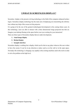 SEMINAR REPORT                                                                                                 SCREENLESS  DI