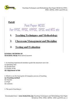 Teaching Methods MCQs for Exams | PDF | Scientific Method | Methodology