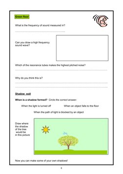Green floor 
 
 
What is the frequency of sound measured in? 
 
………………………………………………….... 
 
 
 
Can you draw a high frequency