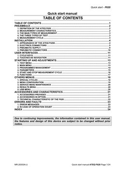 ATEQ F620 Quick Start Manual | PDF | Menu (Computing) | Usb