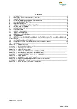 RFP ver 1.0 _10032022 
 
 
 
Page 2 of 36 
 
 
 
 
CONTENTS 
1. 
INTRODUCTION: ............................................