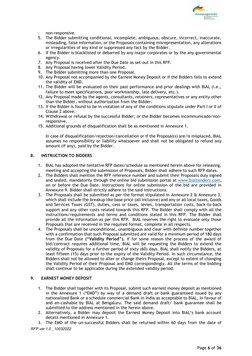 RFP ver 1.0 _10032022 
 
 
 
Page 6 of 36 
 
non-responsive. 
5. The Bidder submitting conditional, incomplete, ambiguous,