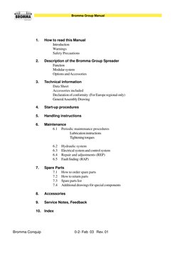 Bromma Group Manual
Bromma Conquip 0-2- Feb 03 Rev. 01
1.
How to read this Manual
Int