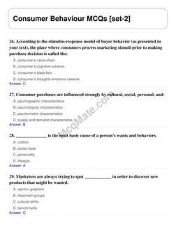 Consumer Behavior MCQs Overview | PDF | Consumer Behaviour | Psychology