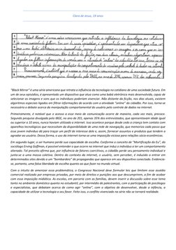 Clara de Jesus, 19 anos 
 
 
 
“Black Mirror” é uma série americana que retrata a influência da tecnologia no cotidiano de um
