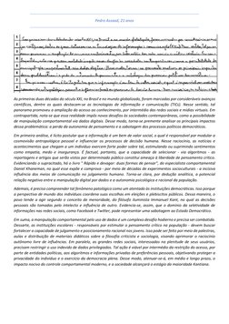 Pedro Assaad, 21 anos 
 
As primeiras duas décadas do século XXI, no Brasil e no mundo globalizado, foram marcadas por consid