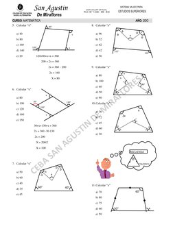 A
 
G
 
U
 S
T
I
N
N
 
  
A
 
S
 
SISTEMA VALIDO PARA
 
 
 
 
 
CURSO: MATEMÁTICA 
 
AÑO: 2DO 
5. Calcular “x”  
 
a) 40 
b)
