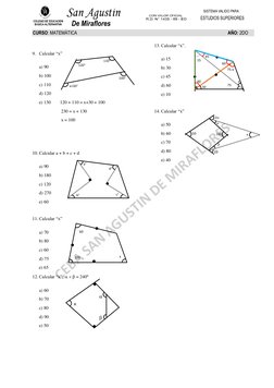 A
 
G
 
U
 S
T
I
N
N
 
  
A
 
S
 
SISTEMA VALIDO PARA
 
 
 
 
 
 
CURSO: MATEMÁTICA 
 
AÑO: 2DO 
 
9. Calcular “x”  
 
a) 90