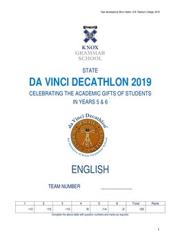 Task developed by Bonn Hatton, A.B. Paterson College, 2019 
 
1 
 
 
STATE  
DA VINCI DECATHLON 2019 
CELEBRATING THE ACADEMI