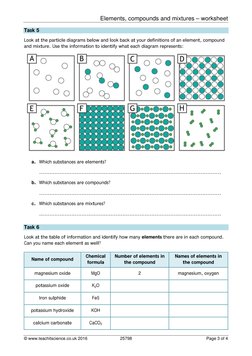 Elements, Compounds and Mixtures Worksheet | PDF | Chemical Compounds ...