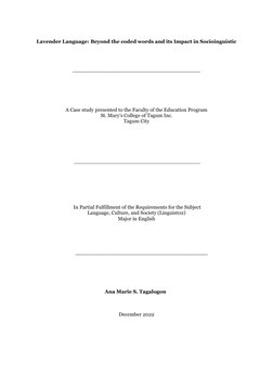 Lavender Language: Beyond the coded words and its Impact in Socioinguistic
__________________________________________________