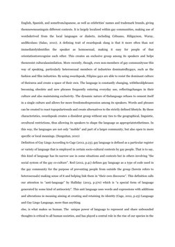 English, Spanish, and somefromJapanese, as well as celebrities' names and trademark brands, giving
themnewmeaningsin differen