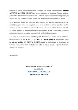 víctimas  de  varios  eventos  lamentables  y  eventos  que  sufría  constantemente  MARCO
ANTONIO ALVAREZ IRIARTE en su movi