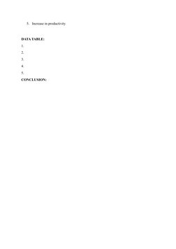 5. Increase in productivity
DATA TABLE:
1.
2.
3.
4.
5.
CONCLUSION:
