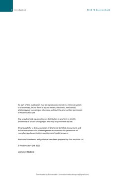 ii Introduction
ACCA FA Question Bank 
No part of this publication may be reproduced, stored in a retrieval system 
or transm