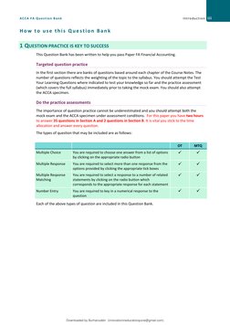 ACCA FA Question Bank 
Introduction iii
How to use this Question Bank 
1 QUESTION PRACTICE IS KEY TO SUCCESS 
This Question B