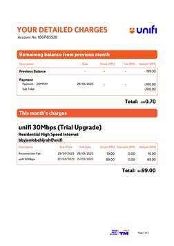 Unifi Home Bill Summary for Feb 2023 | PDF | Payments | Service Industries