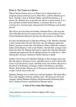 Book 3: The Track of a Storm 
When Charles Darnay arrives in France, he is imprisoned as an 
emigrant and an aristocrat. Luci