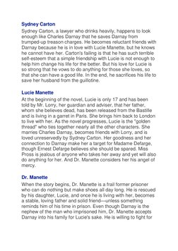 Sydney Carton 
Sydney Carton, a lawyer who drinks heavily, happens to look 
enough like Charles Darnay that he saves Darnay f