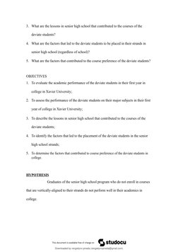 3. What are the lessons in senior high school that contributed to the courses of the 
deviate students?
4. What are the facto