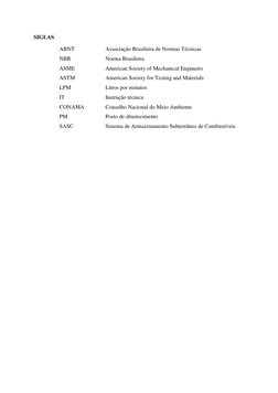 SIGLAS 
ABNT 
 
Associação Brasileira de Normas Técnicas  
NBR 
 
Norma Brasileira 
ASME 
 
American Society of Mechanica
