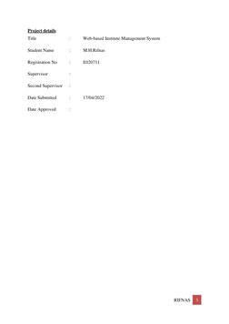 RIFNAS 
3 
 
Project details 
Title 
 
 
: 
Web-based Institute Management System 
Student Name  
: 
M.H.Rifnas 
Registration