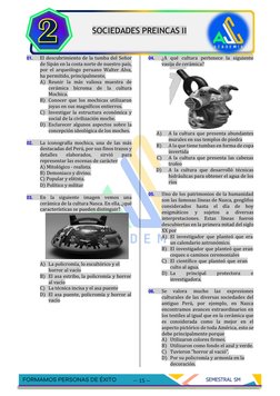 SEMESTRAL SM
-- 15 --
SOCIEDADES PREINCAS II
01.
El descubrimiento de la tumba del Señor
de Sipán en la co