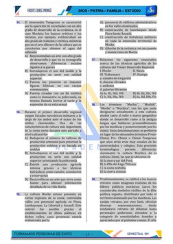 SEMESTRAL SM
-- 17 --
HIST. DEL PERÚ
14.
El intermedio Temprano se caracterizó
por la aparición de sociedades co
