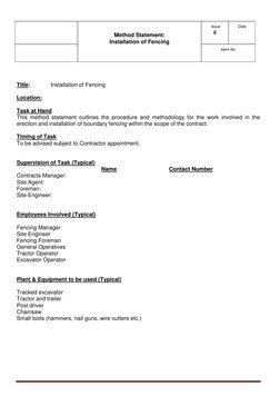 Fencing Installation Method Statement | PDF