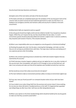 Security Guard Interview Q&A Guide | PDF