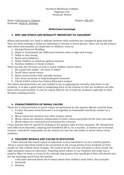 Importance of Moral Education in Children | PDF | Morality | Compassion