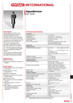 E 7.636.2/12.15
29
 
 
 
AquaSensor
AS 3000
Description
The AquaSensor AS 3000 is the 
further development of the proven 
AS 